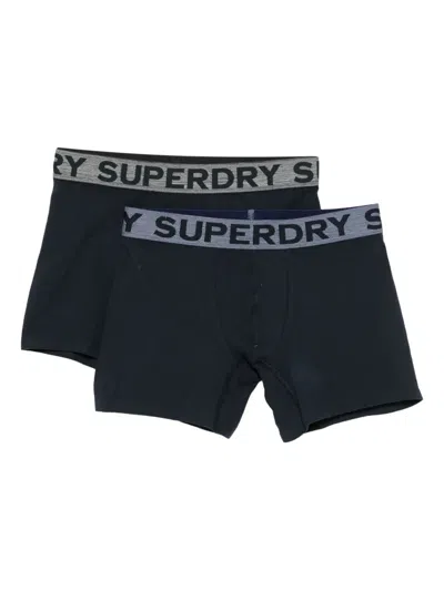 Superdry Logo-waistband Briefs In Blue