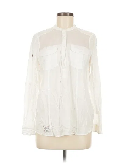 Pre-owned Superdry Long Sleeve Blouse In White