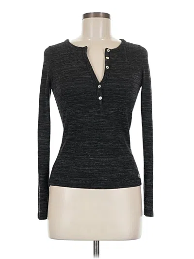 Pre-owned Superdry Long Sleeve Henley Shirt In Gray