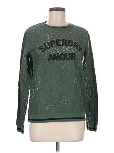 Pre-owned Superdry Long Sleeve Top Green Crew Neck Tops