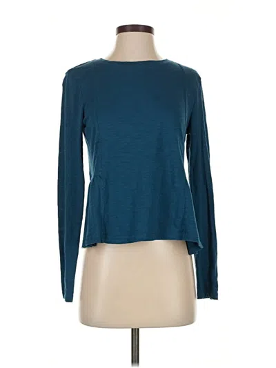 Pre-owned Superdry Long Sleeve Top Teal Crew Neck Tops In Blue