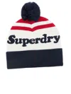 Superdry Pompom-detail Striped Beanie In Black