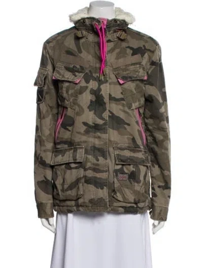 Pre-owned Superdry Printed Utility Jacket In Multicolor