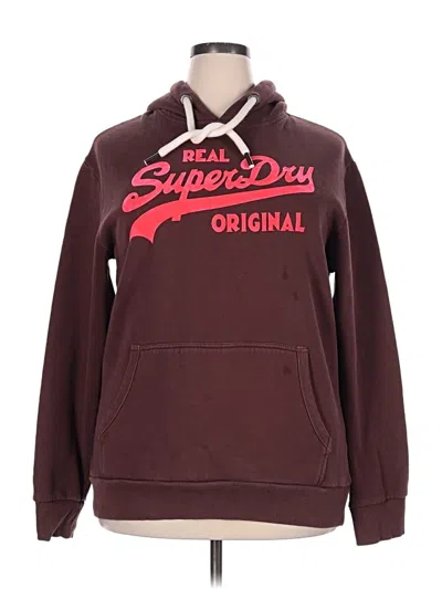 Pre-owned Superdry Pullover Hoodie In Burgundy