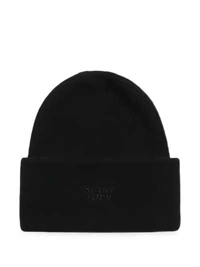 Superdry Kids' Ribbed Beanie Hat In 黑色