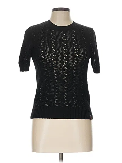 Pre-owned Superdry Short Sleeve Top Black Mock Neckline Tops
