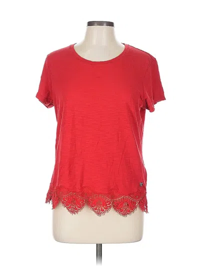 Pre-owned Superdry Short Sleeve Top Red Sweetheart Neckline Tops