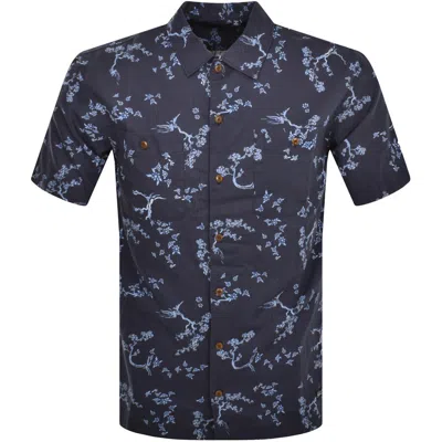 Superdry Short Sleeved Beach Shirt Navy In Blue