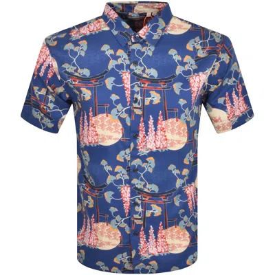 Superdry Short Sleeved Hawaiian Shirt Blue