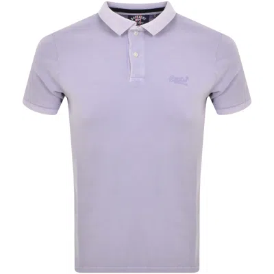 Superdry Short Sleeved Polo T Shirt Purple