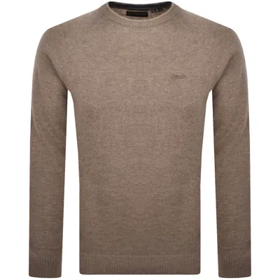 Superdry Wool Blend Knit Jumper Brown