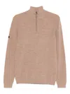 Superdry Zip-neck Sweater In Neutral