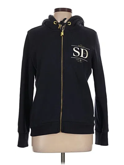 Pre-owned Superdry Zip Up Hoodie In Black