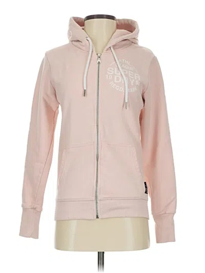 Pre-owned Superdry Zip Up Hoodie In Pink