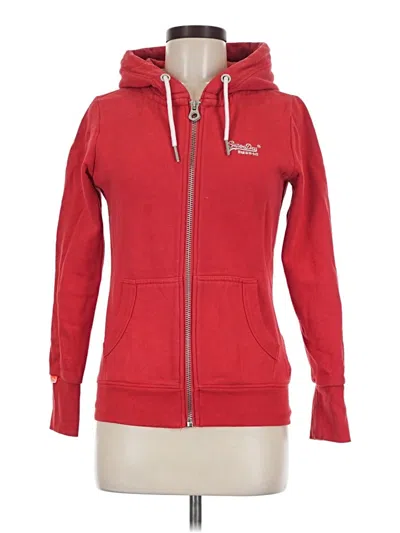 Pre-owned Superdry Zip Up Hoodie In Red