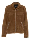Superdry Zip-up Leather Jacket In Brown