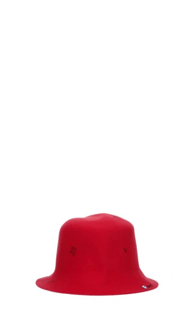 Superduper Hats Lorenzo Jova Solid Color Wool Felt Freya Cloche Hat With Pri In Red