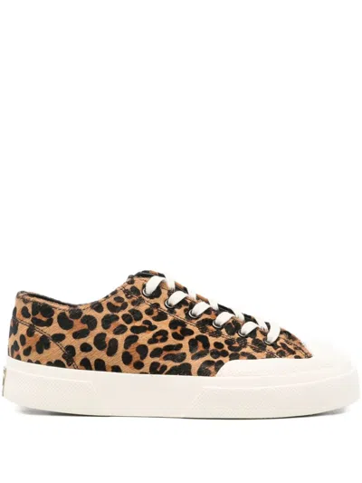 Superga "2432 Works Leopard Calfhair" Sneakers In Animal Print