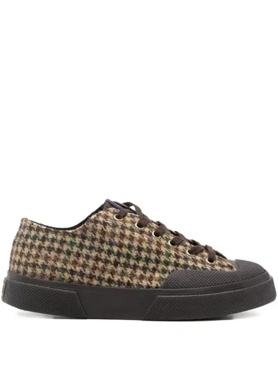 Superga Houndstooth Lace-up Sneakers In Brown