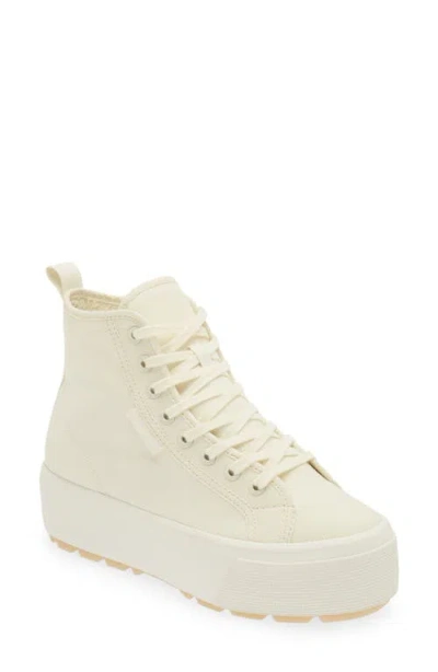 Superga 2708 High Top Platform Trainer In Beige Nat-favorio-pearl Gum