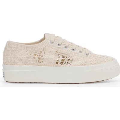 Superga 2740 Platform Crochet Sneakers In Neutral