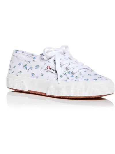 Superga 2750 Flower Print Womens Canvas Lace Up Casual And Fashion Sneakers In White