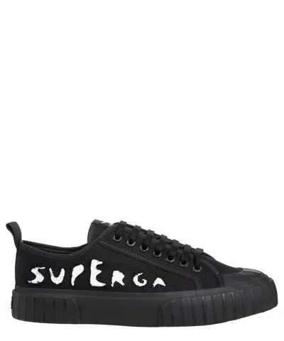 Superga 630 Ripped Logo Sneakers In Black