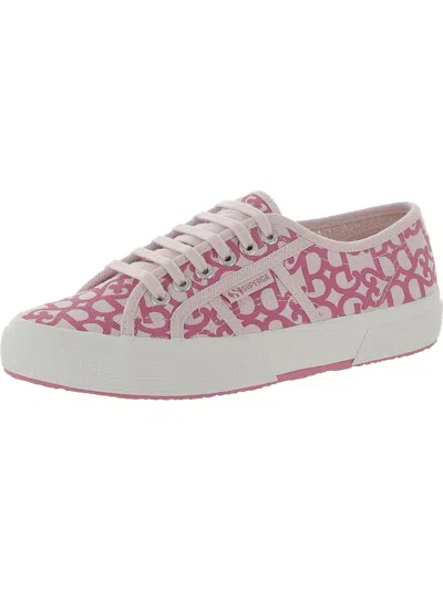 Superga Barbie Movie Denim Print Womens Canvas Lace-up Skate Shoes In Pink