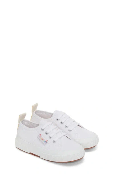 Superga Kids' Canvas Sneaker In White Multicolor Flower Label