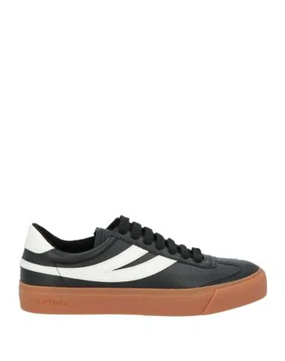Superga Man Sneakers Black Size 9 Leather, Synthetisches Material