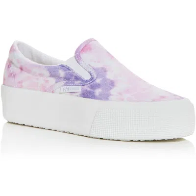 Superga Pink Purple Tie Dye Womens Slip-on Tie-dye Casual And Fashion Sneakers In Multi