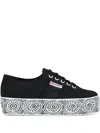 Superga Platform-sole Lace-up Sneakers In Black