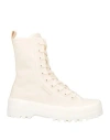 Superga Woman Ankle Boots Beige Size 9 Textile Fibers In Beige