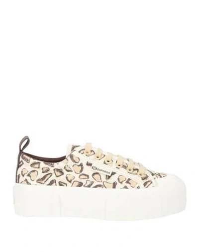 Superga Woman Sneakers Beige Size 6.5 Textile Fibers In Multi