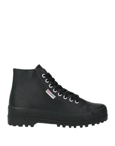 Superga Woman Sneakers Black Size 6 Leather In Multi