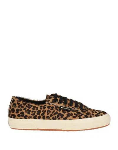 Superga Woman Sneakers Camel Size 6 Leather In Beige