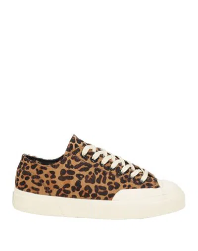 Superga Woman Sneakers Camel Size 9 Leather In Multi
