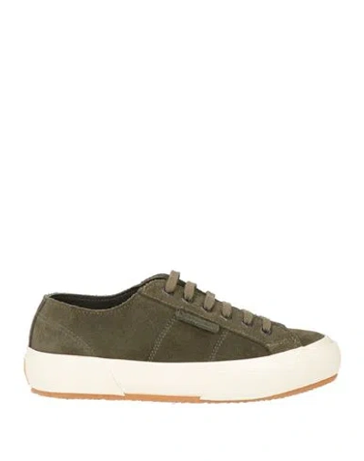 Superga Woman Sneakers Military Green Size 6.5 Leather In Blue
