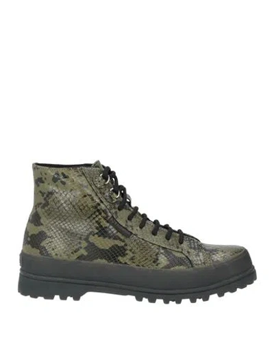 Superga Woman Sneakers Military Green Size 8 Textile Fibers