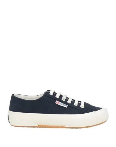 Superga Woman Sneakers Navy Size 7.5 Leather In Blue