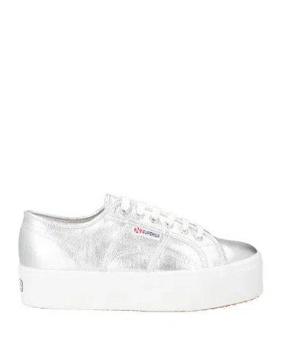 Superga Woman Sneakers Silver Size 9 Cotton, Synthetic Fibers