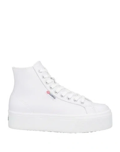 SUPERGA SUPERGA WOMAN SNEAKERS WHITE SIZE 5 SOFT LEATHER, TEXTILE FIBERS