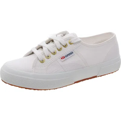 Superga Womens Lace-up Cotton Flat Shoes In White