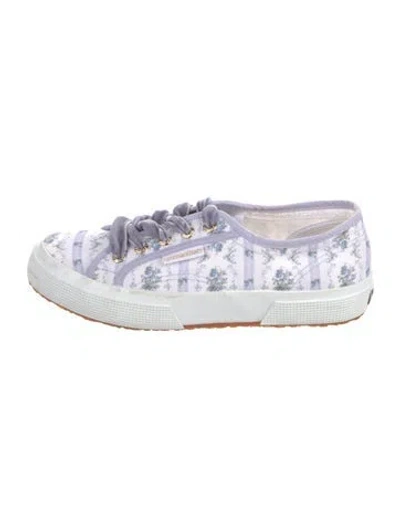 Pre-owned Superga X Loveshackfancy Canvas Animal Print Sneakers In Purple