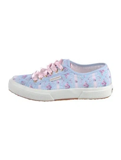 Pre-owned Superga X Loveshackfancy Canvas Floral Print Sneakers In Blue