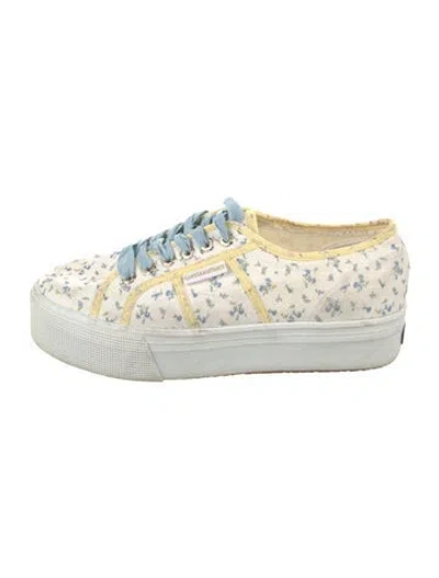 Pre-owned Superga X Loveshackfancy Canvas Floral Print Sneakers In Neutral
