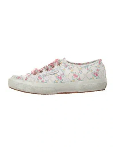 Pre-owned Superga X Loveshackfancy Canvas Floral Print Sneakers In White