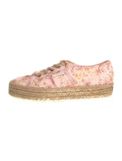Pre-owned Superga X Loveshackfancy Canvas Printed Espadrille Sneakers In Pink