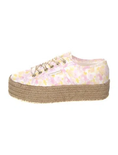 Pre-owned Superga X Loveshackfancy Canvas Printed Espadrilles In Pink