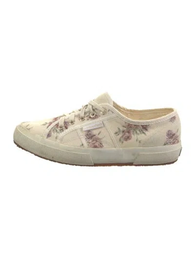 Pre-owned Superga X Loveshackfancy Canvas Printed Sneakers In Neutral